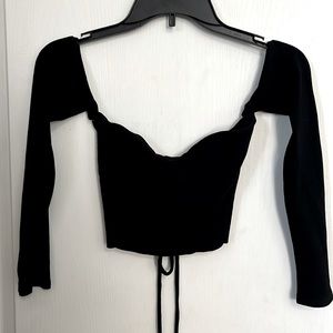Better Be Black Sexy Off Shoulder Top NWT Ribbed Tie back